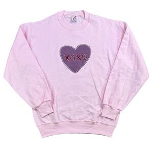 Vintage 80’s Jerzees Pink XOXO Heart Sweatshirt USA Valentine Crewneck Women’s M